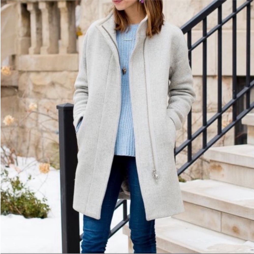 J Crew Cocoon City Coat Wool Stadium Cloth by Nello Gori Dove Gray 14T